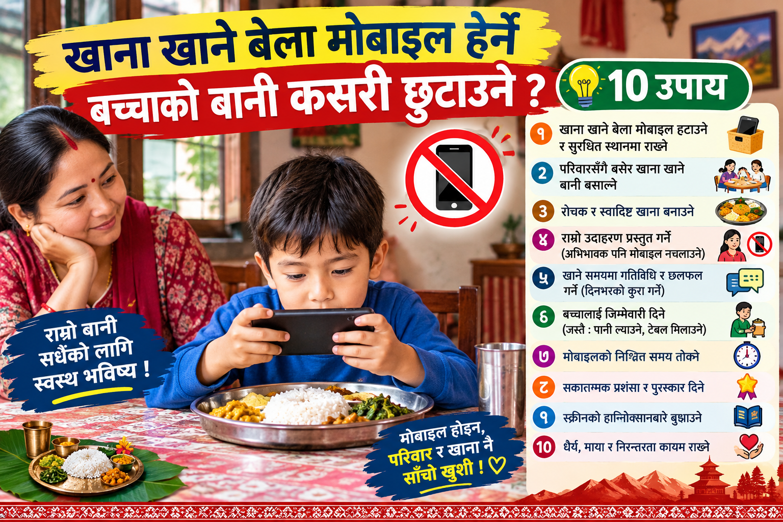 बालबालिकाले खाना खाँदा मोबाइल हेर्छन ? त्यसोभए यसो गर्नुस।